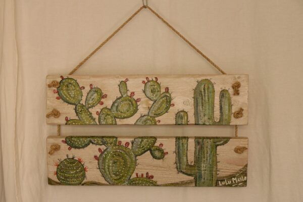 Cactus sur planche diptyque