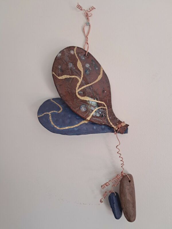 Feuilles de figuier de barbarie kintsugi bleue